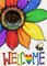 Welcome Rainbow Sunflower Decorative Garden Flag, Summer LGBTQ Love Heart Bee Yard Outside Pride Month Decoration, Gay Lesbian Bisexual Pansexual Outdoor Small Home Decor Double Sided 12 x 18